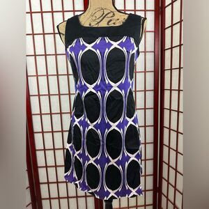 Y2K does 60s Purple and Black DBY Abstract Sleeveless Mod Sheath Dress
